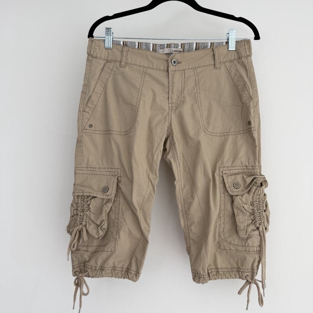 Vintage Cargo Capri Pants Y2K Low Rise Baggy Grunge Utility Gorpcore Shorts
